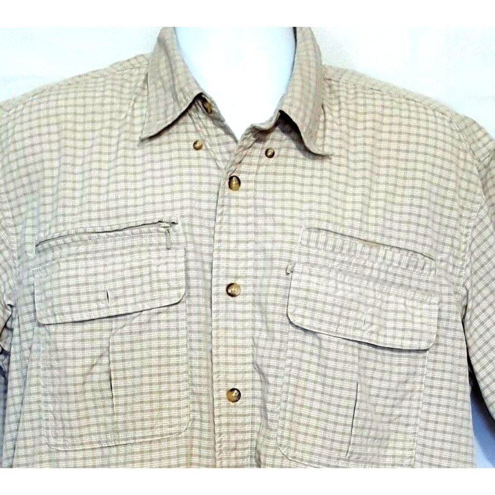 Cabelas Shirt Mens L Short Sleeve Button Front 4 Pockets Outdoor Gear